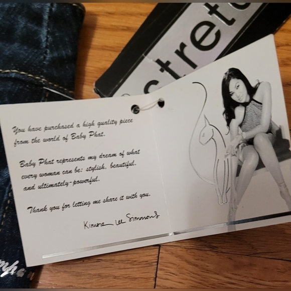 Vintage Y2K Baby Phat Dark Blue Jean Denim Mini Skirt- Size 5 (NWT) - Picture 6 of 13